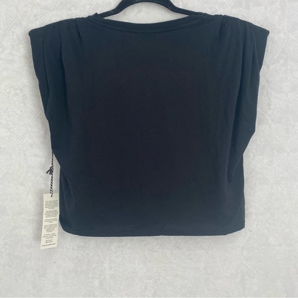 St. Roche NWT Echo Cropped Tee in Black Shoulder Pads Wmns Medium Supima Cotton - Picture 7 of 11